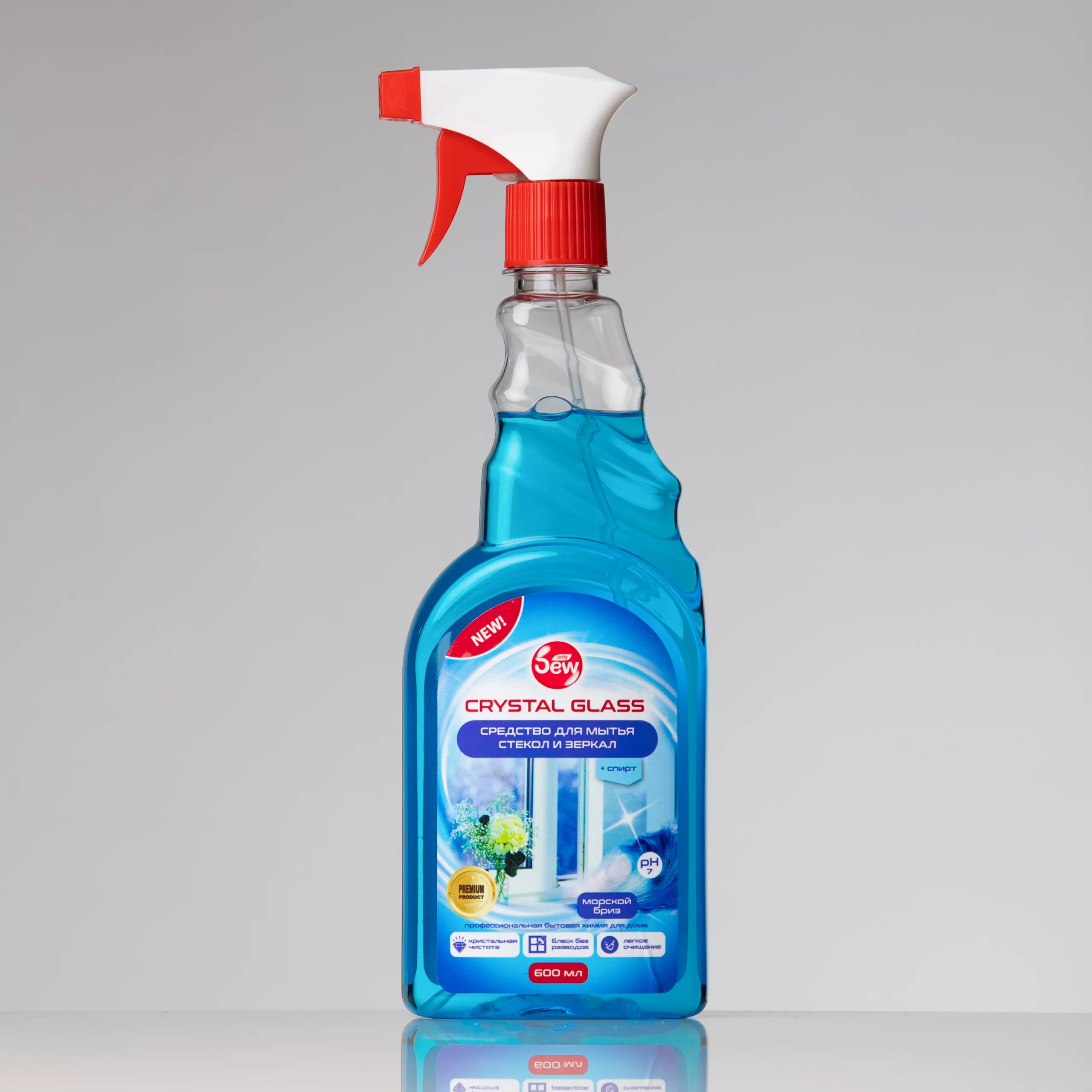 მინებისა და სარკისებური ზედაპირების საწმენდი სპრეი DEW Profi Crystal Glass -  ზღვის ნიავი